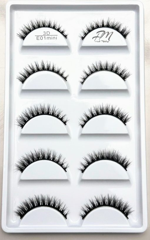 Cartela de Cilios Postiços 5 pares modelo E 01 Min 3D - Hoshi Makeup